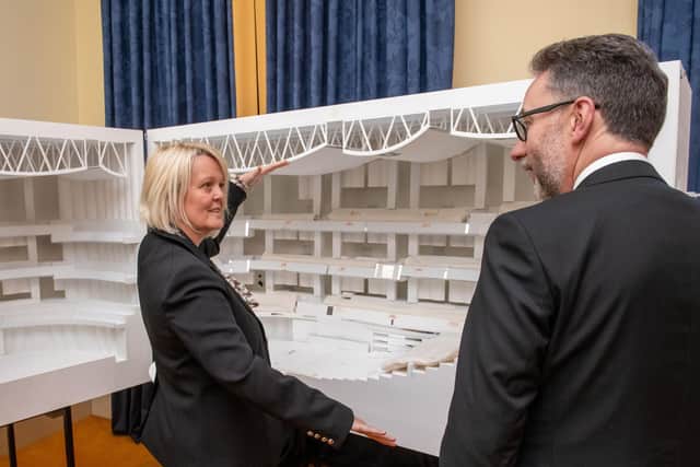 Alison Rose, chief executive of the NatWest Group visited the site with Gavin Reid, chief executive of the Scottish Chamber Orchestra visit the site of the new Dunard Centre in Edinburgh's New Town. Picture: Paul Chappells