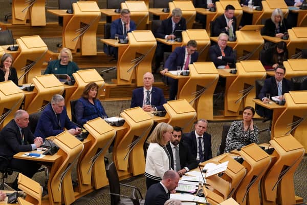 Finance Secretary Shona Robison unveils the 2024/25 Scottish budget. Image: Andrew Milligan/Press Association.