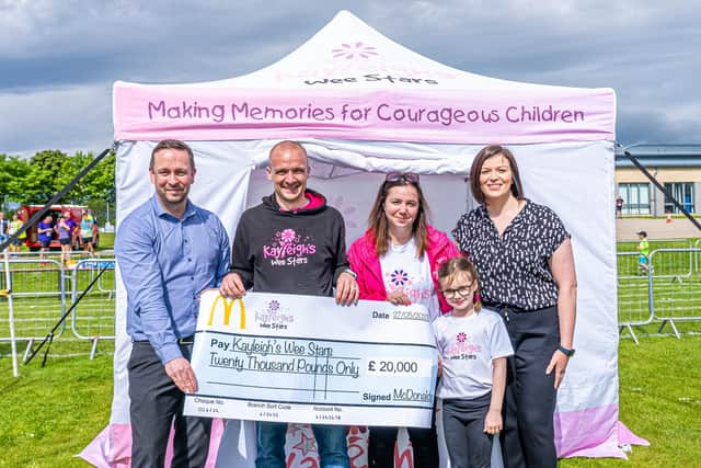 Craig MacLean and Mel Harrison from McDonald’s with Jonathan and Anna Cordiner and daughter Emma. (Pic:Stuart Ross Media).