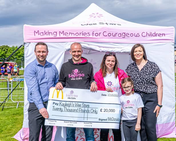 Craig MacLean and Mel Harrison from McDonald’s with Jonathan and Anna Cordiner and daughter Emma. (Pic:Stuart Ross Media).