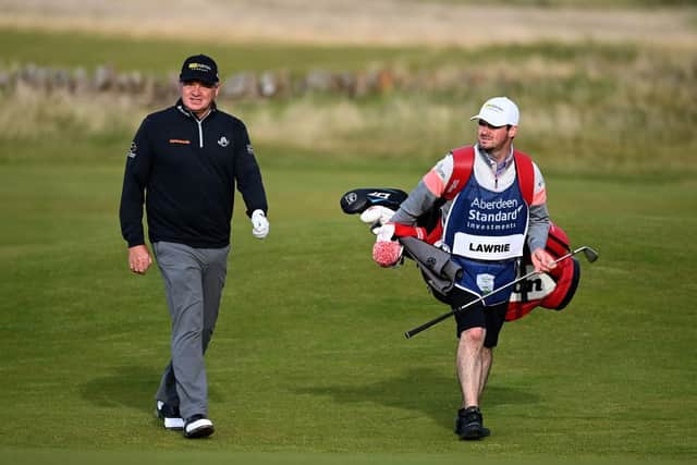 Craig Lawrie caddied for his dad Paul when he brought down the curtain on his European Tour career in last year's Aberdeen Standard Investments Scottish Open at The Renaissance Club. Picture: Ross Kinnaird/Getty Images.