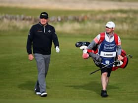 Craig Lawrie caddied for his dad Paul when he brought down the curtain on his European Tour career in last year's Aberdeen Standard Investments Scottish Open at The Renaissance Club. Picture: Ross Kinnaird/Getty Images.