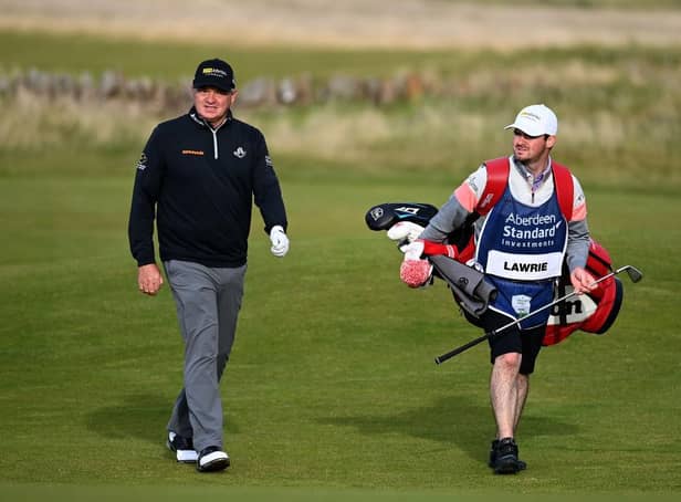 Craig Lawrie caddied for his dad Paul when he brought down the curtain on his European Tour career in last year's Aberdeen Standard Investments Scottish Open at The Renaissance Club. Picture: Ross Kinnaird/Getty Images.