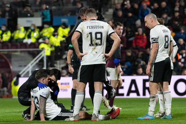 Aberdeen's Matty Kennedy suffered an injury in the loss to Hearts. (Photo by Ross Parker / SNS Group)