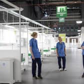 Nurses make final preparations during the completion of the construction of the NHS Louisa Jordan hospital. Picture: Jane Barlow/PA Wire