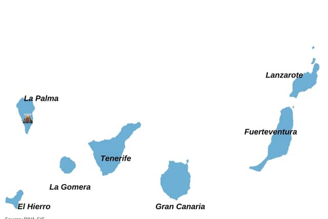 The island of La Palma is the most northwestern of the Canary Islands, with the Cumbre Vieja volcano erupting on the south of the fifth-largest island (Image credit: Canva Pro)