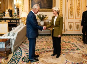 King Charles III receives European Commission president Ursula von der Leyen during an audience at Windsor Castle.