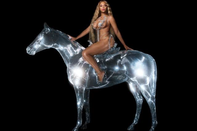 Beyoncé poses on a silver horse for the cover of her album “Renaissance” which is to be released on July 29. (Photograph: Carlijn Jacobs)