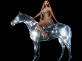 Beyoncé poses on a silver horse for the cover of her album “Renaissance” which is to be released on July 29. (Photograph: Carlijn Jacobs)