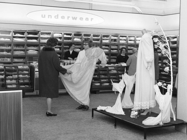 Those in the market for the most fashionable of lingerie in the 1960s headed straight for the underwear department of Binns Department Store, on Princes Street. This picture was taken in 1965.