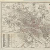 A 'drink map' of Glasgow map printed in 1884 showing the density of public houses, licensed grocers churches and branches of the Glasgow United Young Men's Christian Association.  (credit: National Library of Scotland)
