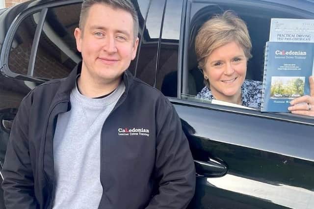 Nicola Sturgeon with driving instructor Andy MacFarlane last week (Picture: Nicola Sturgeon/Instagram)