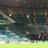 Members of the Green Brigade get the chills with a sit in protest against the reported appointment of Bernard Higgins following Celtic's 2-1 win over Aberdeen. (Photo by Craig Williamson / SNS Group)
