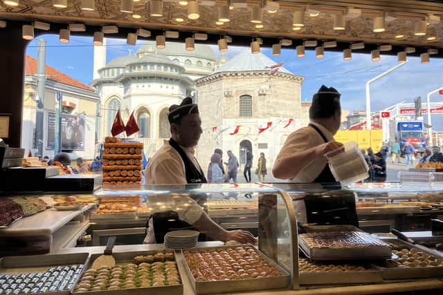 Baklava and pastries at Sutis Taksim bakery and restaurant, Istanbul. Pic: J Christie
