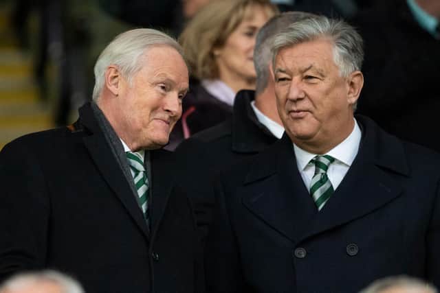 Celtic chairman Ian Bankier with outgoing chief executive Peter Lawwell. Picture: SNS