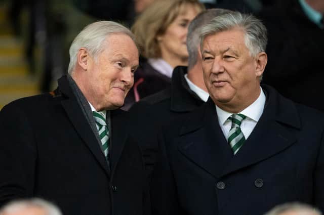 Celtic chairman Ian Bankier with outgoing chief executive Peter Lawwell. Picture: SNS