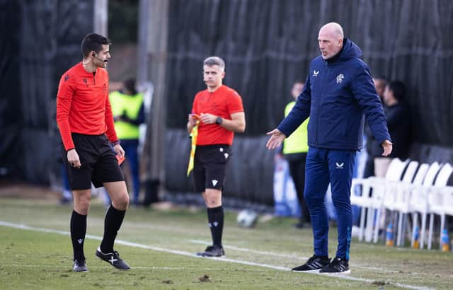 Philippe Clement is shown a red card as his Rangers team lose out to Hertha Berlin in the lowest of low key winter break friendlies in La Manga in Spain. (Photo by Alan Harvey / SNS Group)