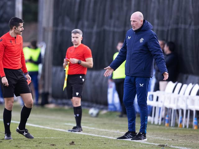 Philippe Clement is shown a red card as his Rangers team lose out to Hertha Berlin in the lowest of low key winter break friendlies in La Manga in Spain.  (Photo by Alan Harvey / SNS Group)