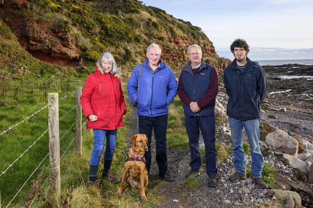 Charis Duthie, MERCHAT; Alastair Macphie, Chairman; James Ferrier, Platinum Jubilee Coastal Path Project Manager and Casper Lampkin MERCHAT. (Pic: Ian Georgeson)