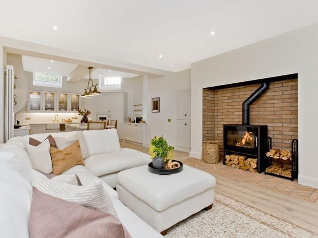 Open plan living room and kitchen.