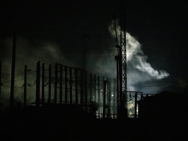 Lviv Mayor Andriy Sadovyi said on the social media service Telegram that multiple power substations had been damaged by missile strikes, injuring at least two people, and some parts of the city are experiencing power outages. (Photo by Leon Neal/Getty Images)