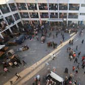 Internally displaced Palestinians are pictured in an United Nations Relief and Works Agency for Palestine Refugees (UNRWA) school in Khan Yunis, in the southern Gaza Strip in October.