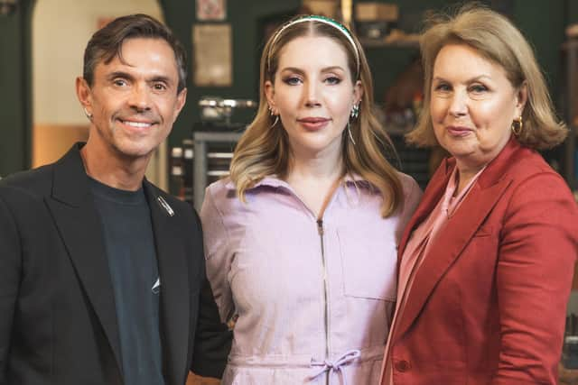 All That Glitters' Shaun Leane, Katherine Ryan and Dinny Hall Pic: BBC/Twenty Twenty/Paul Husband