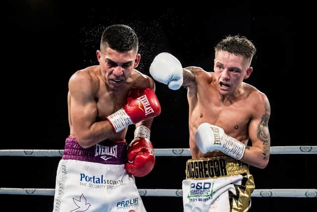 Lee McGregor, right, defeated Kash Farooq in their British and Commonwealth Bantamweight title fight in Glasgow. Picture: Paul Devlin / SNS