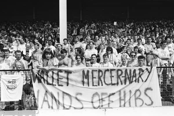 The Hands Off Hibs campaign beat off Hearts chairman Wallace Mercer's bid to merge with Hibernian FC to form an Edinburgh super-team.