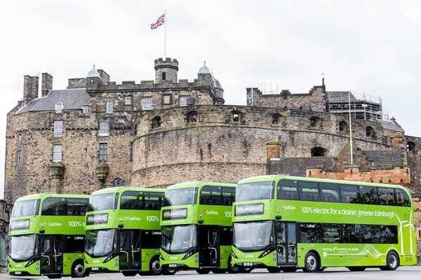 Some of Lothian Buses' fleet of electric double decker buses. Picture: Ian Georgeson Photography