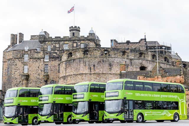 Some of Lothian Buses' fleet of electric double decker buses. Picture: Ian Georgeson Photography