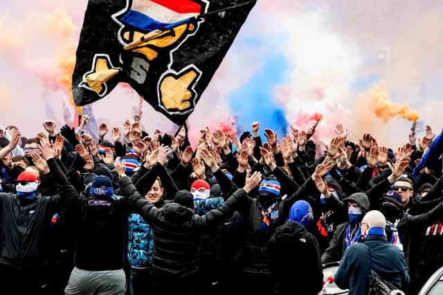 Fans are planning to congregate outside Ibrox before marching into the city centre. Picture: SNS