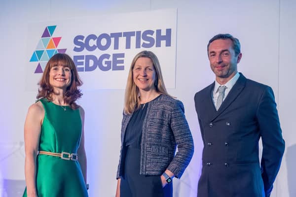 Evelyn McDonald, CEO Scottish Edge; Judith Cruickshank, managing director, commercial mid market at Royal Bank of Scotland, and Steven Hamill, COO Scottish Edge. Picture: Sandy Young/scottishphotographer.com