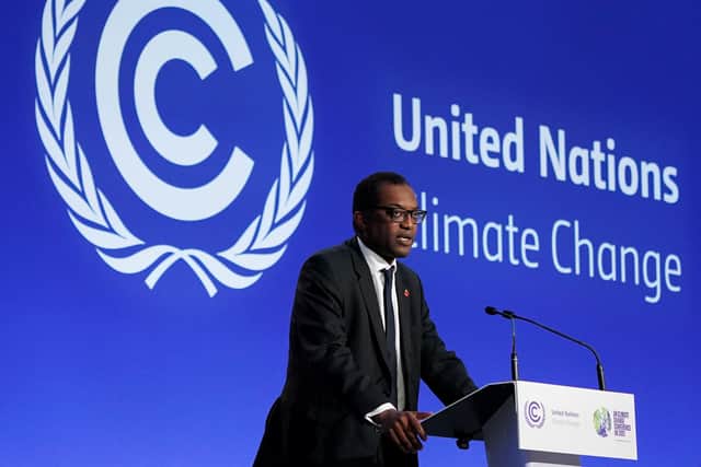 Business, Energy and Industrial Strategy Secretary Kwasi Kwarteng addresses the COP26 climate summit in Glasgow last November (Picture: Ian Forsyth/Getty Images)