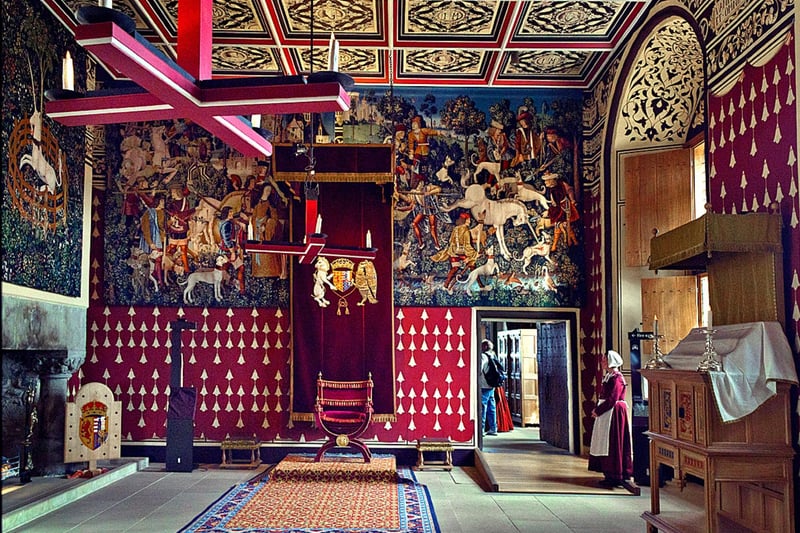 Stirling Castle is one of Scotland’s most well-known castles for its intriguing history and architecture. New tapestries at the castle were crafted as part of a £2 million project which took 13 years to complete. They recapture the atmosphere of the royal court.