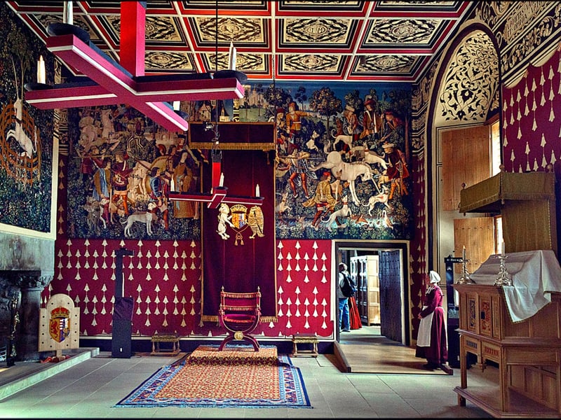 Stirling Castle is one of Scotland’s most well-known castles for its intriguing history and architecture. New tapestries at the castle were crafted as part of a £2 million project which took 13 years to complete. They recapture the atmosphere of the royal court.