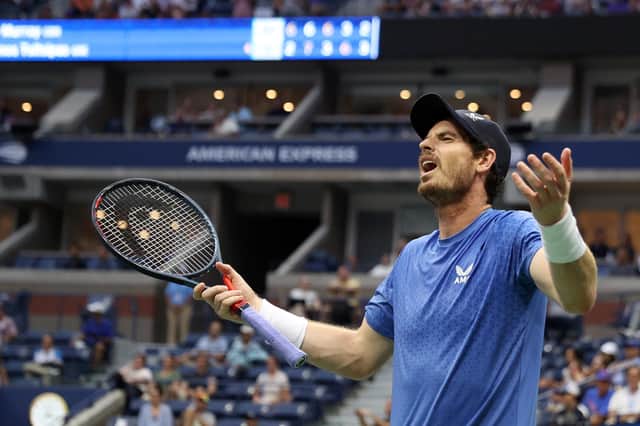 Andy Murray shows his frustration during his US Open defeat to Stefanos Tsitsipas (Photo by Elsa/Getty Images)