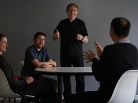 Shona Martin (sensor engineer), Tim Lukins (co-founder and CTO), Anthony Ashbrook (co-founder and CEO) and Wei Deng (senior software engineer) of Machines With Vision. Picture: Stewart Attwood