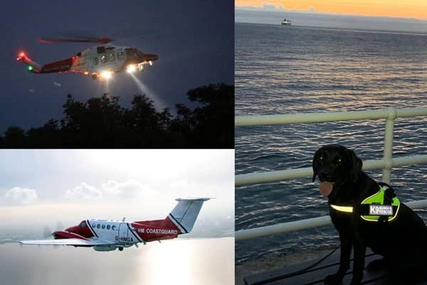 Multi-agency rescue operation involving Northern Ireland and Scotland resources including helicopter, aircraft and dog unit (Photo: K9 Search & Rescue NI).