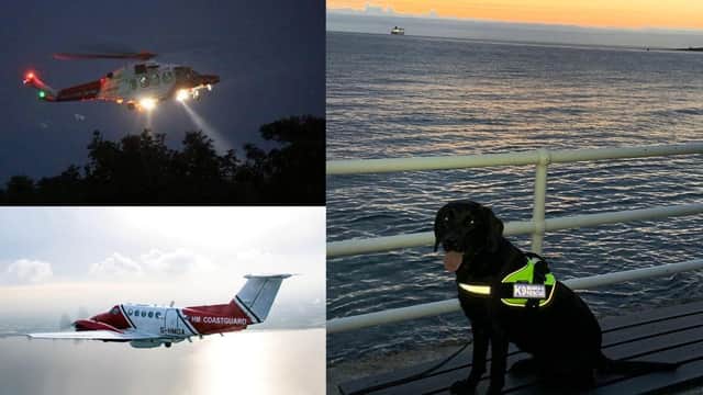 Multi-agency rescue operation involving Northern Ireland and Scotland resources including helicopter, aircraft and dog unit (Photo: K9 Search & Rescue NI).