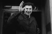 Mikis Theodorakis pictured outside the Italian Workers Confederation in Rome, circa 1970. (Photo by Keystone/Hulton Archive/Getty Images)