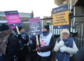 Members of the Royal College of Nursing (RCN) on the picket line outside the Royal Liverpool University Hospital in Liverpool. Picture: PA