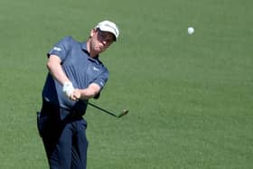 Bob MacIntyre of Scotland plays his shot on the second hole during the final round of the Masters at Augusta National Golf Club on April 10, 2022 in Augusta, Georgia.