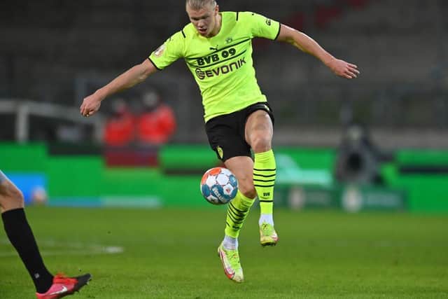 Erling Haaland of Borussia Dortmund has been frustrated by injury this season. (Photo by Stuart Franklin/Getty Images)
