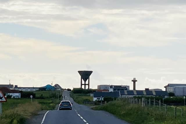 The road to Balivanich on Benbecula, where residents have been told to stop using tap water following a fuel leak at a nearby water treatment works. More than 1,000 homes on Benbecula and South Uist have been affected. PIC: Contributed.