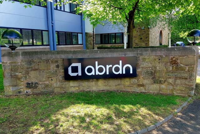 A sign at Abrdn's offices in Edinburgh's South Gyle area. The Scottish investment group is undergoing a rebrand from Abrdn to Aberdeen Group. Picture: Scott Reid