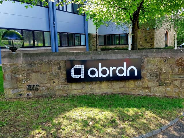 A sign at Abrdn's offices in Edinburgh's South Gyle area. The Scottish investment group is undergoing a rebrand from Abrdn to Aberdeen Group. Picture: Scott Reid