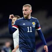 Oli McBurnie in action for Scotland  during a Euro 2020 Play off match between Scotland and Israel at Hampden Park, on October 08 2020, in Glasgow, Scotland (Photo by Craig Williamson / SNS Group)