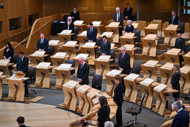 Former First Minister Nicola Sturgeon joins Scottish political party leaders as they take part in a motion of condolence at the Scottish Parliament in 2021. Picture: Jeff J Mitchell - Pool/Getty Images