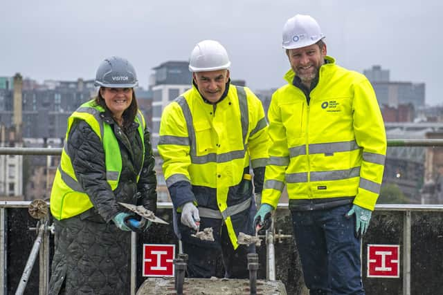 From L to R:  Laura Pritchett, chair of SLC Colleague Representative Group; Stephen Campbell, SLC chief information officer; Fife Hyland, operations director, Drum Property Group. Picture: www.jamiejohnstonphoto.co.uk